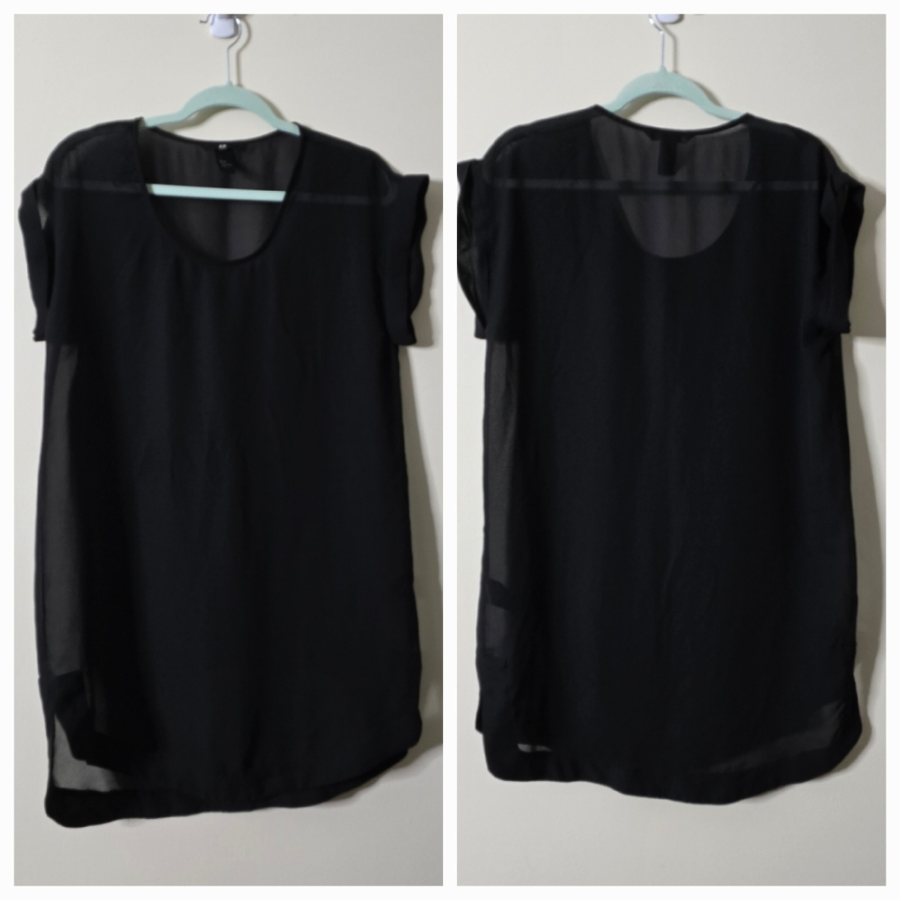 H&M Sheer Short Sleeve Blouse Tunic Size 6